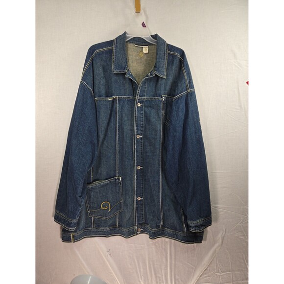 Y2K Rocawear Denim Jacket Vintage Hip-Hop Streetwear Oversized Jay-Z Era Mens 5X - Picture 7 of 12